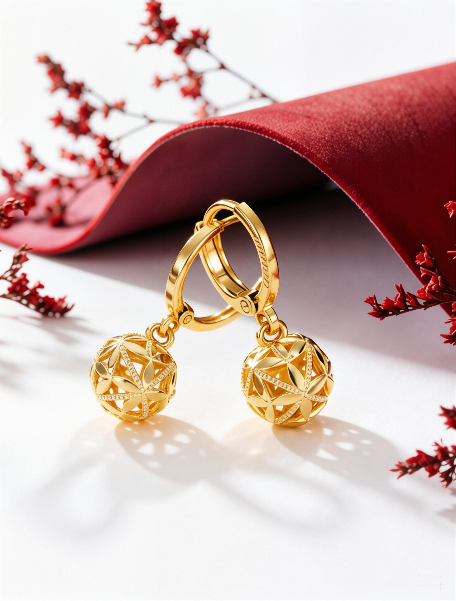 Ava Gold Sphere Drop Earrings - 图片 2