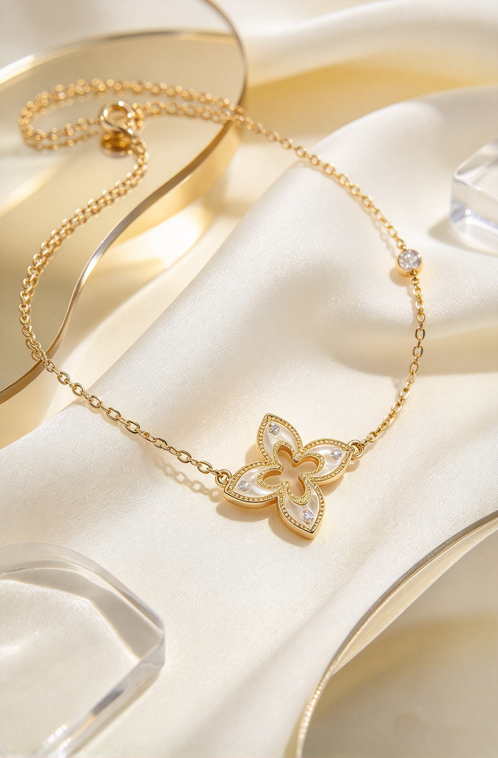 Pearlescent Clover · Mother-of-Pearl Four-Leaf Clover Bracelet - view 4