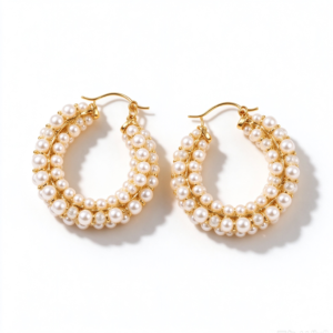 Pearl Crown Hoops