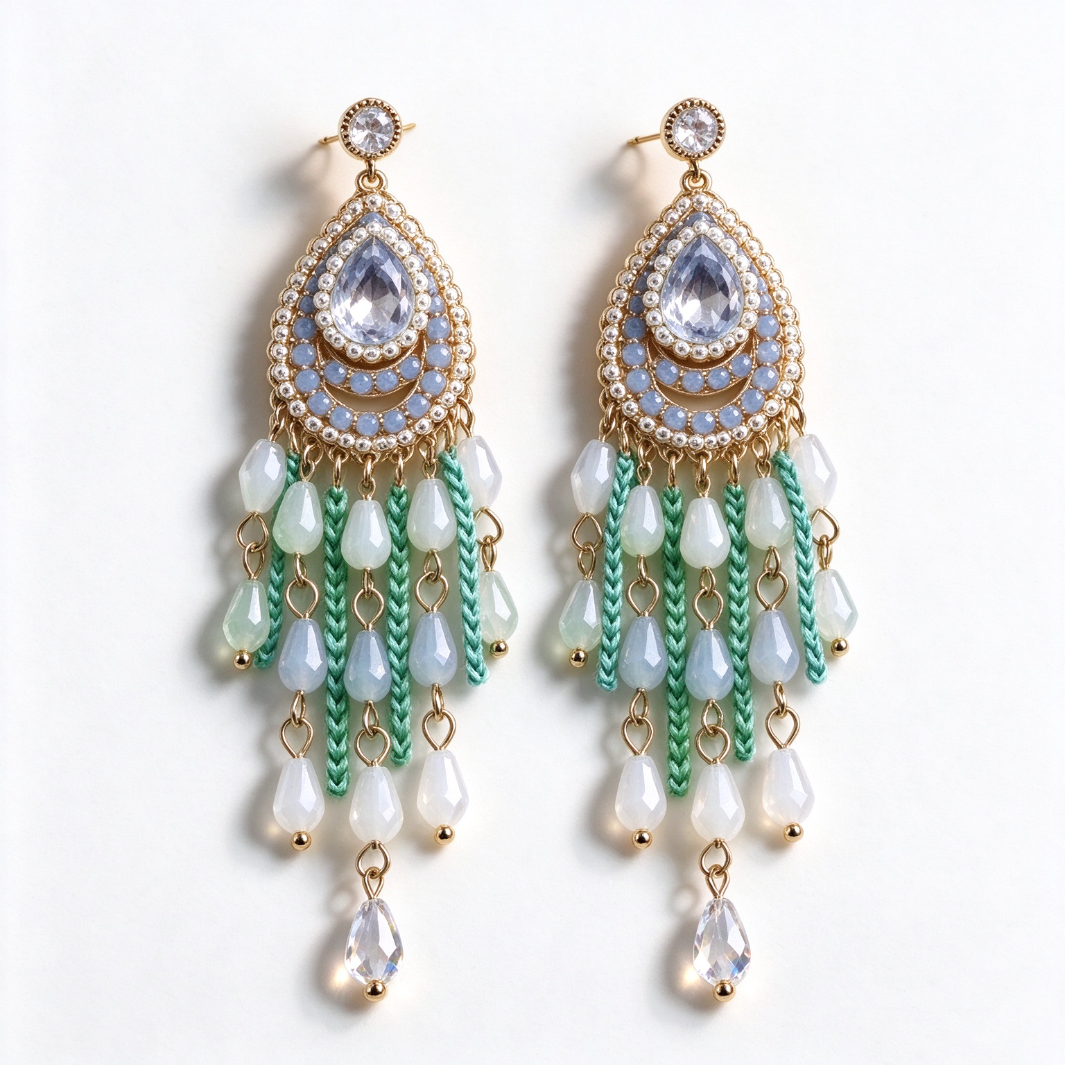 teal-blue-drop-tassel-earrings