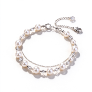 Pearl Silver Double Bracelet