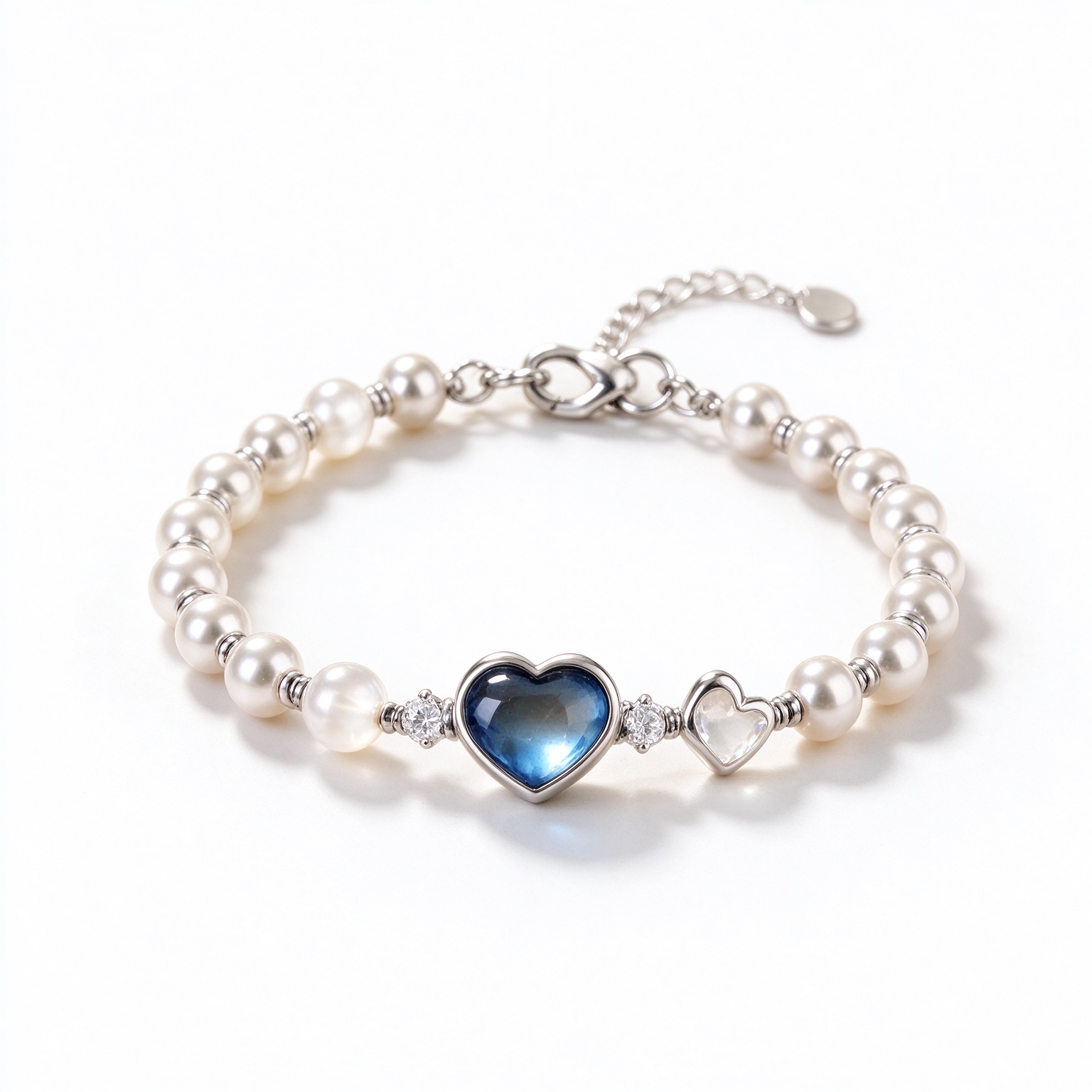silver-pearl-blue-heart-bracelet
