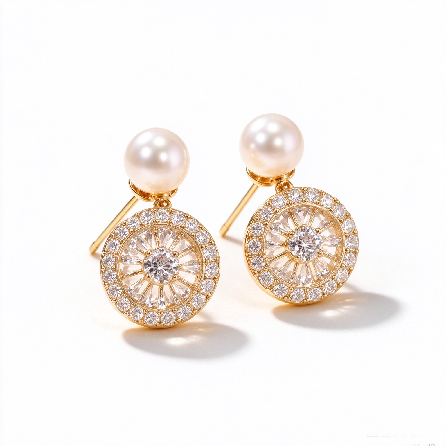 gold-pearl-diamond-disk-earrings
