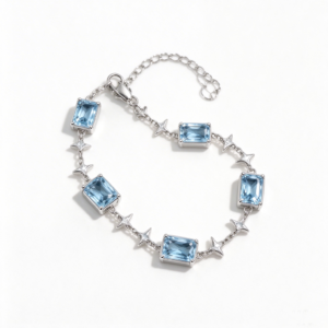 Azure Baguette Silver Bracelet