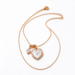 Rose Gold Heart Shell Drop Necklace