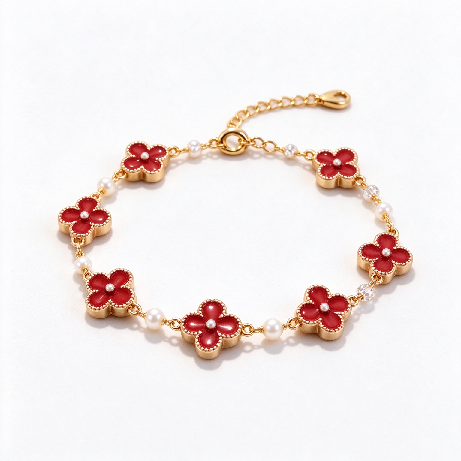 red-clover-pearl-bracelet