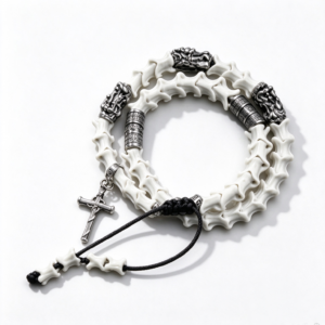 Black White Cross Charm Bracelet