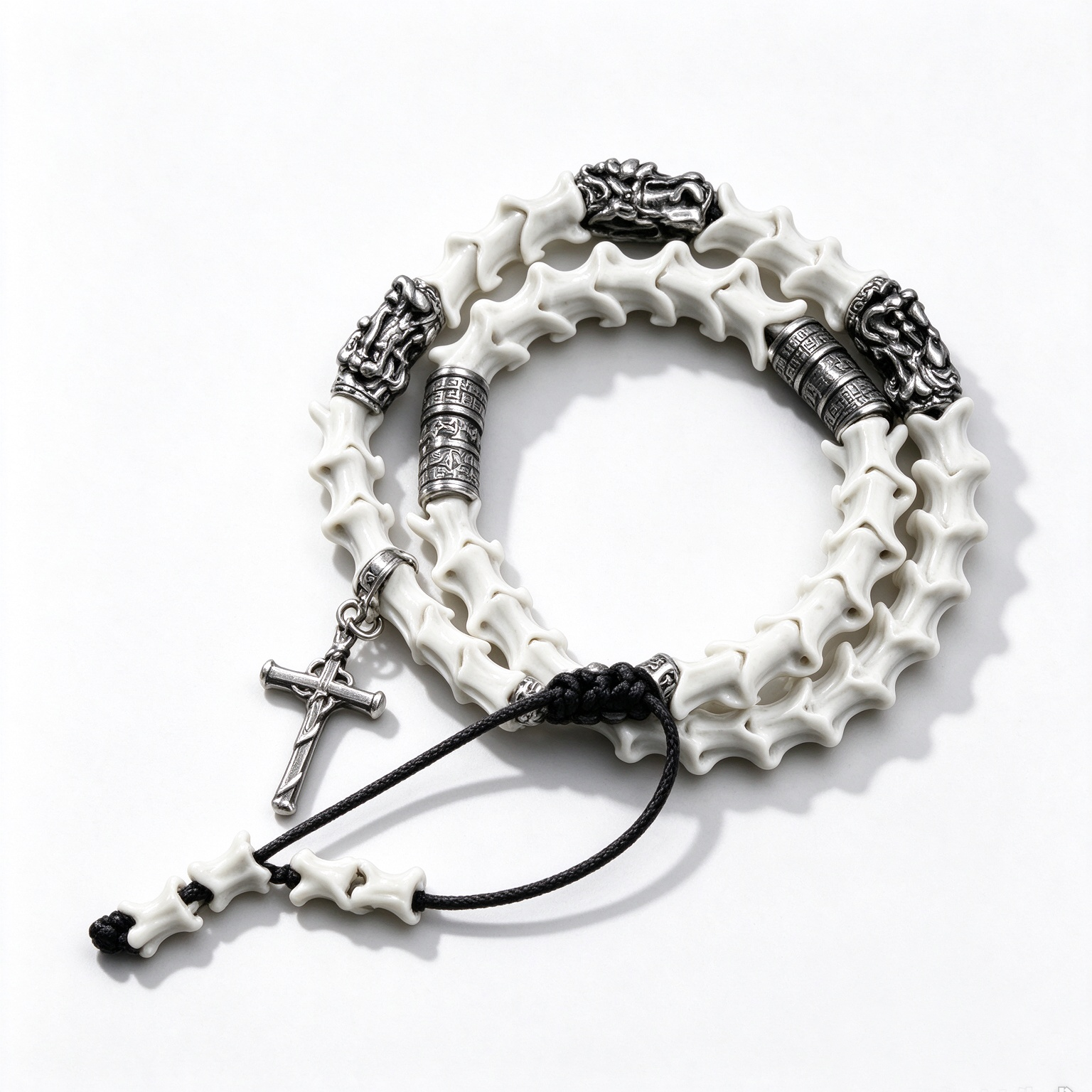 black-white-cross-charm-bracelet
