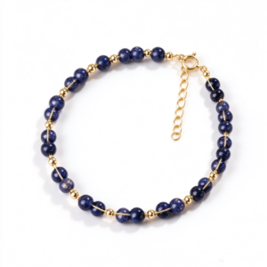 Dark Blue Bead Gold Bracelet