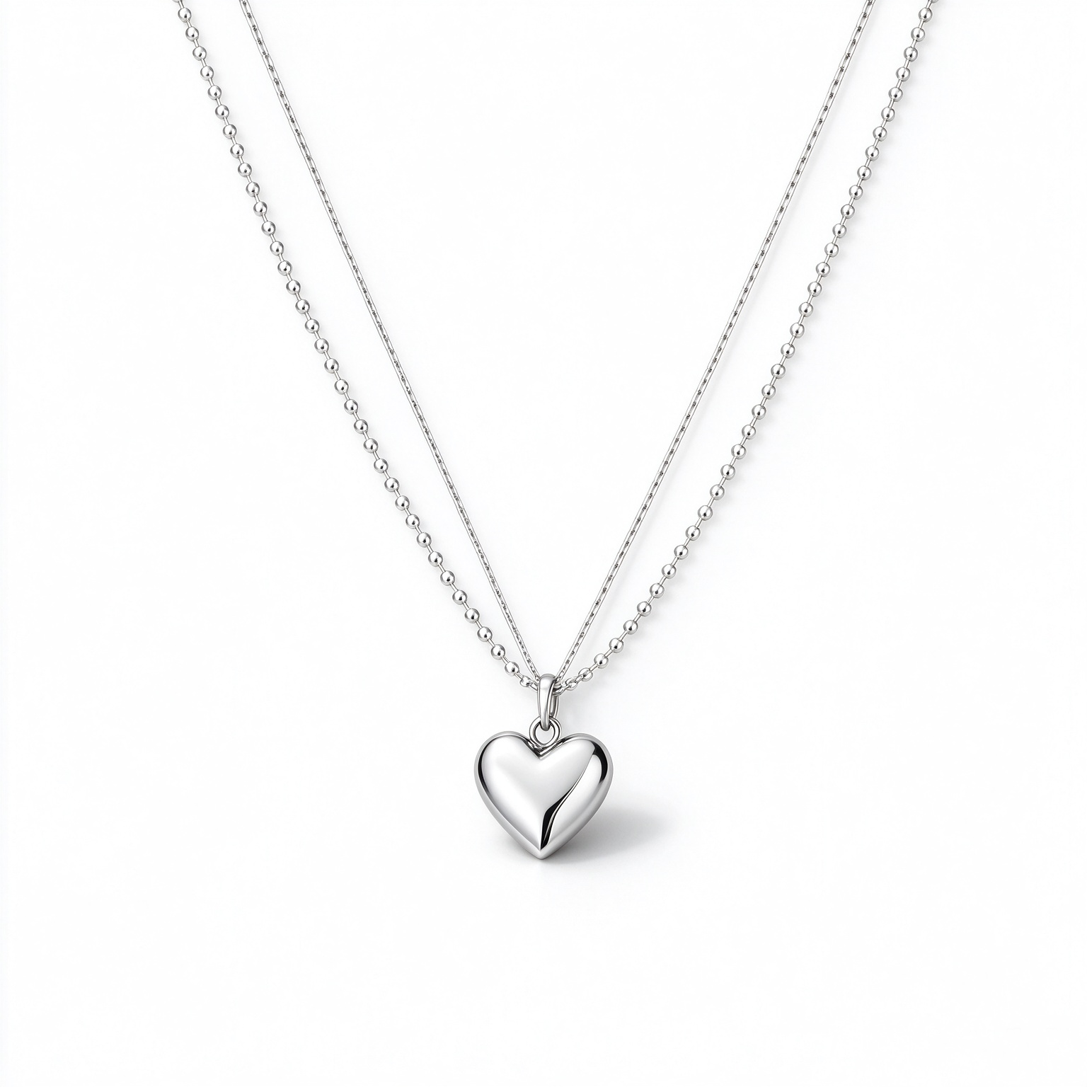 silver-dual-chain-heart-necklace