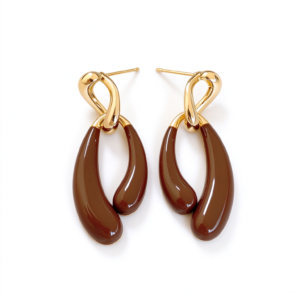 Brown Enamel Drop Earrings