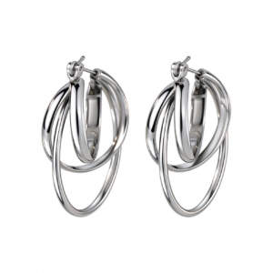 Silver Interlocking Hoop Earrings