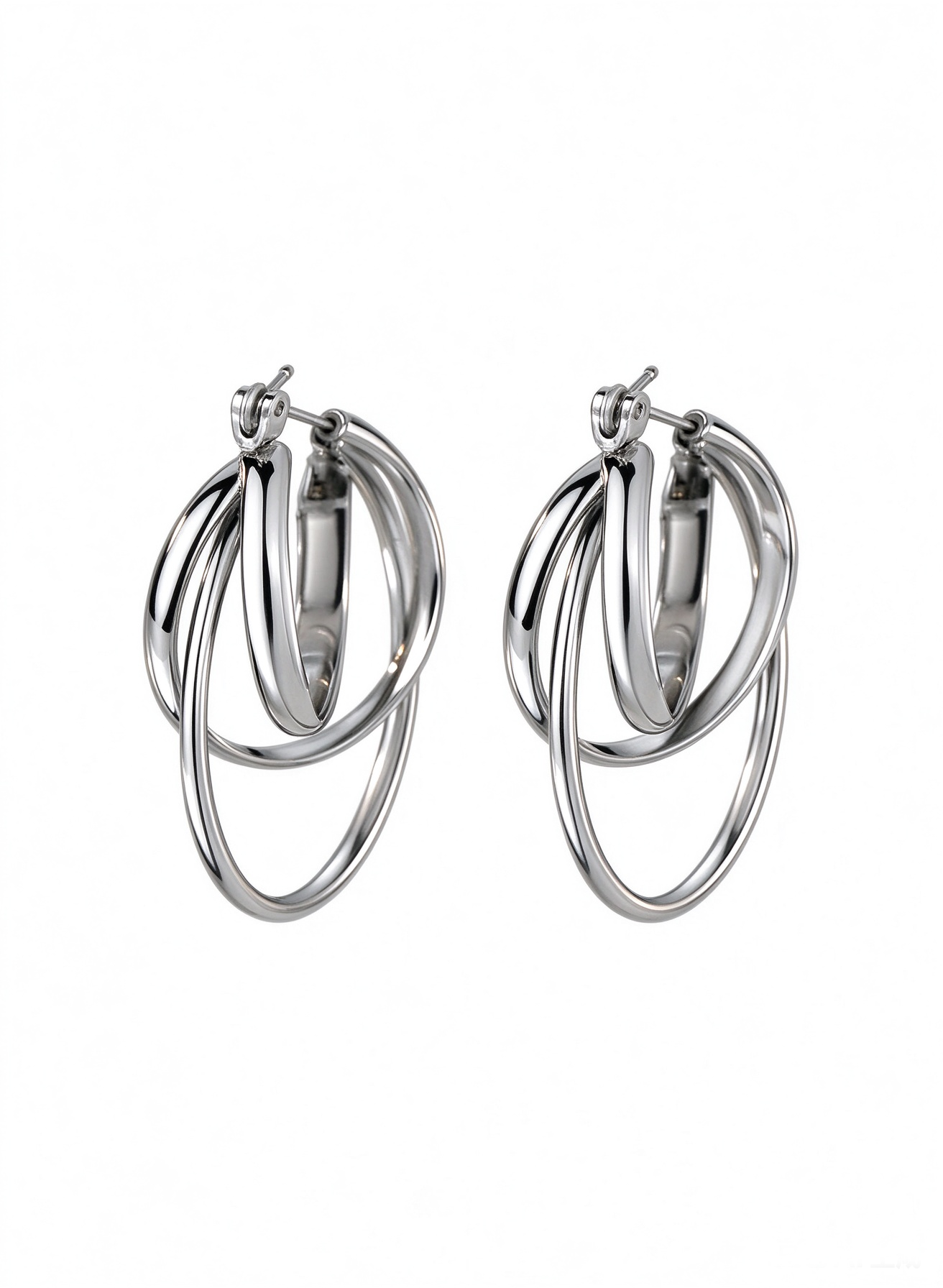 Silver Interlocking Hoop Earrings