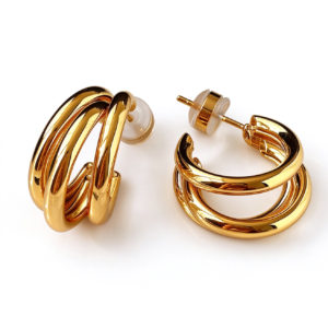 Gold Triple Layer Hoop Earrings