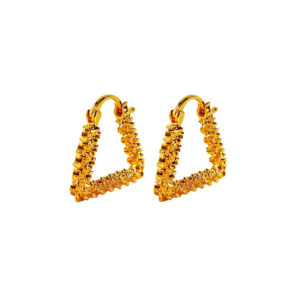 Gold Textured Triangle Hoop Earrings