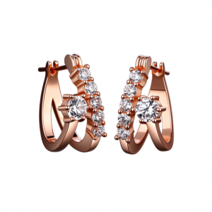 Rose Gold Crystal Double Hoop Earrings