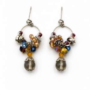 Multicolor Crystal Cluster Drop Earrings