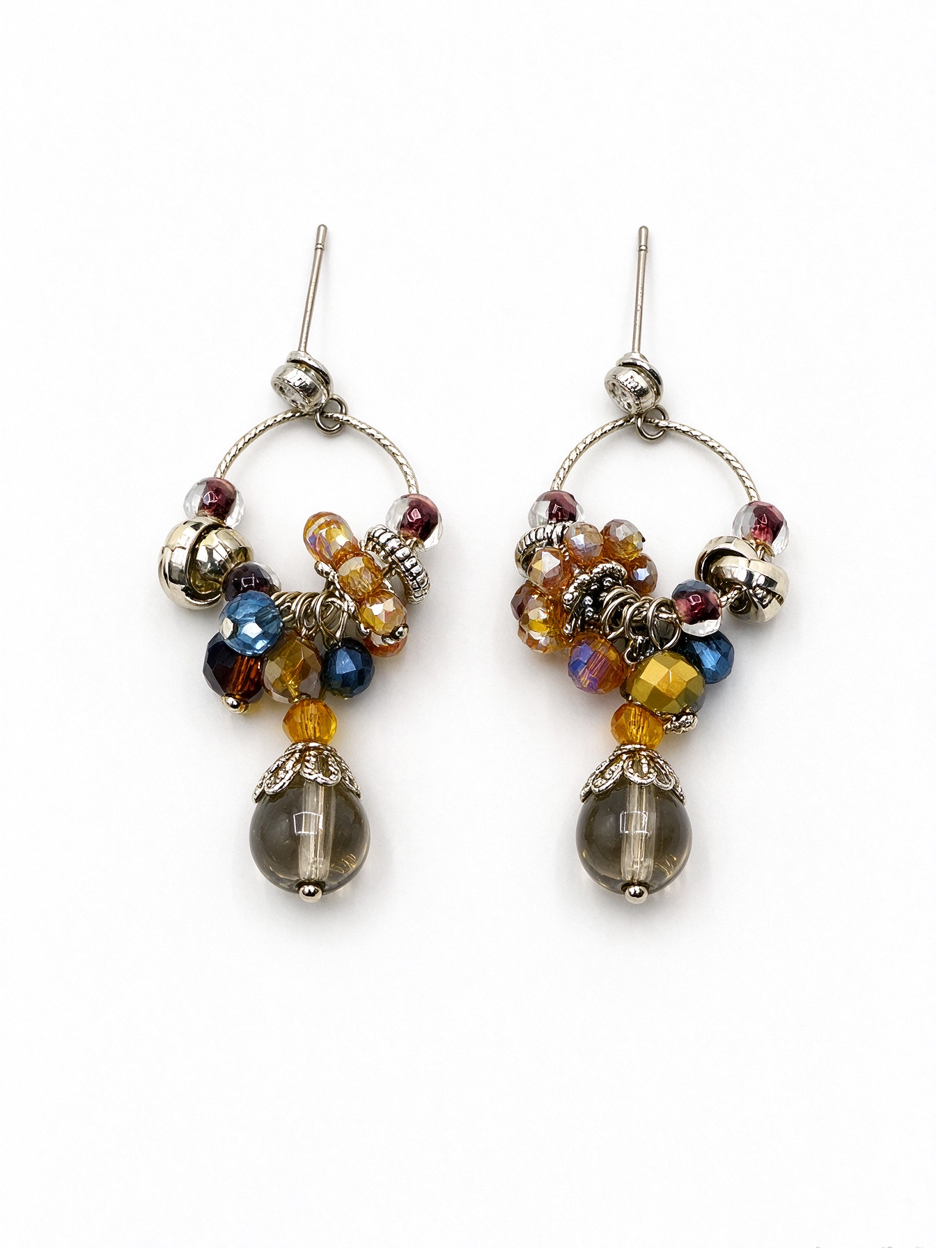 Multicolor Crystal Cluster Drop Earrings