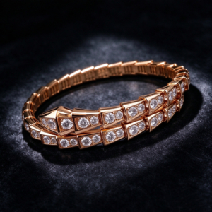 Rose Gold Dual-Row Serpent Pavé Bracelet