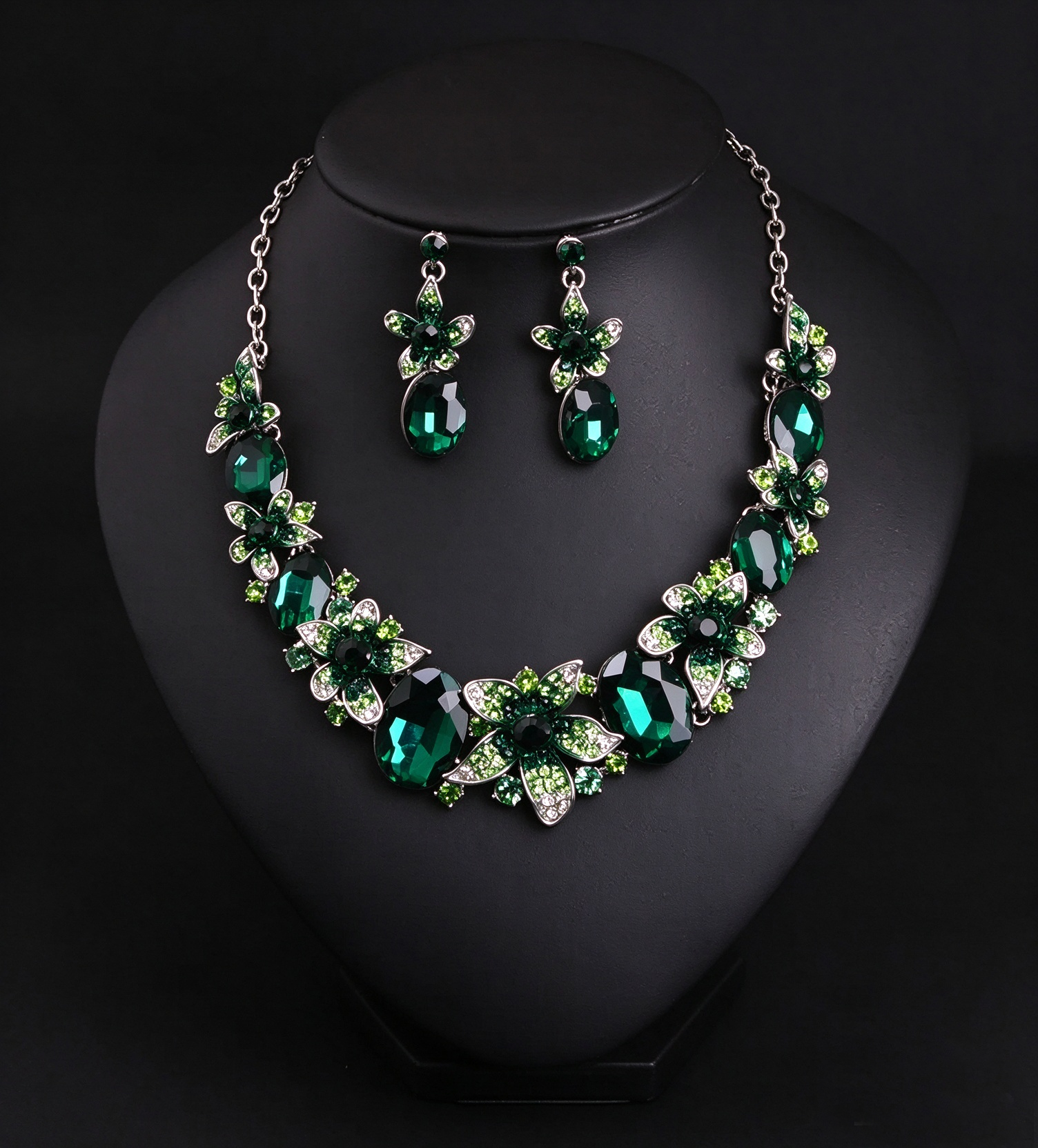 emerald-green-floral-crystal-statement-jewelry-set