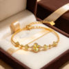 Lucky Clover Gradient · Textured Four-Leaf Clover Gold Bracelet - view 2