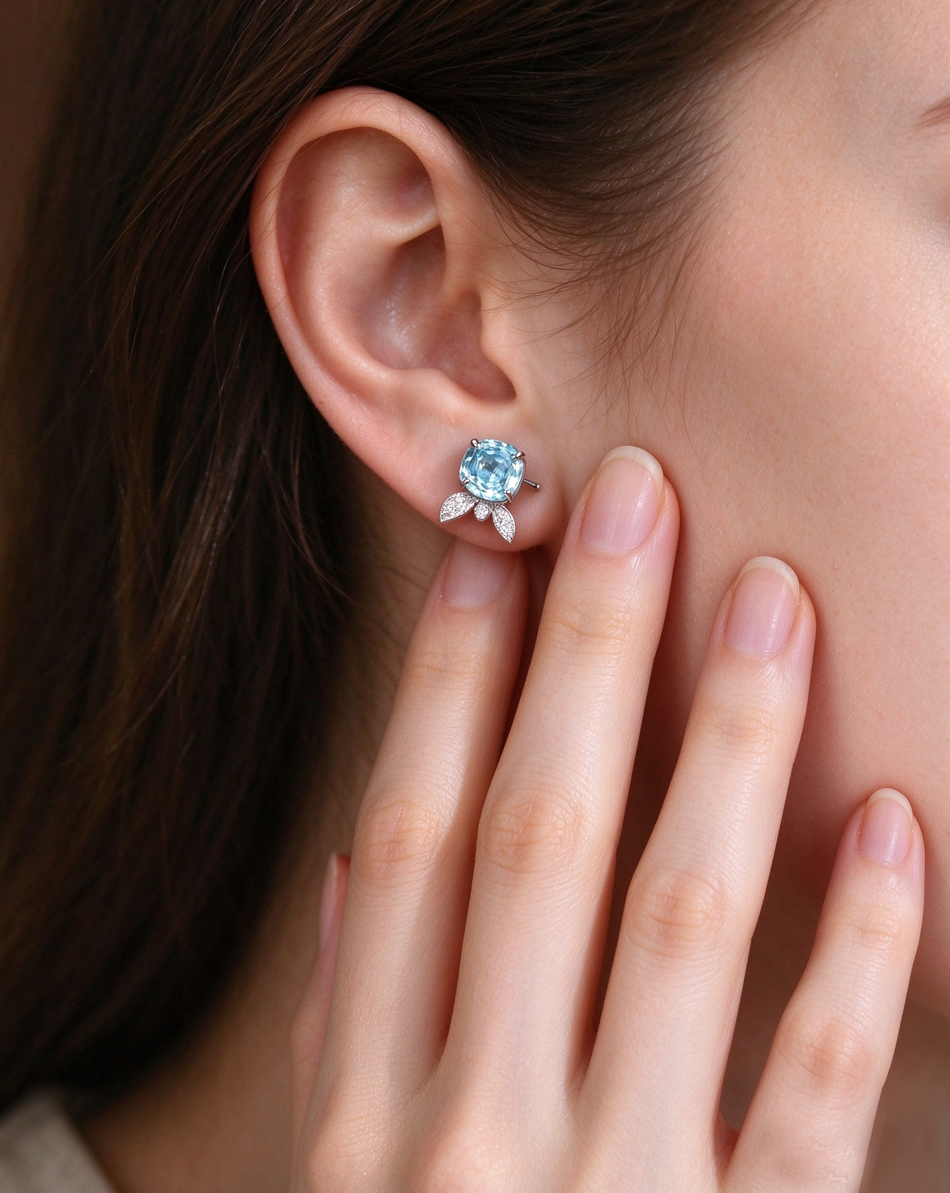Aquamarine Bloom Studs - 图片 4