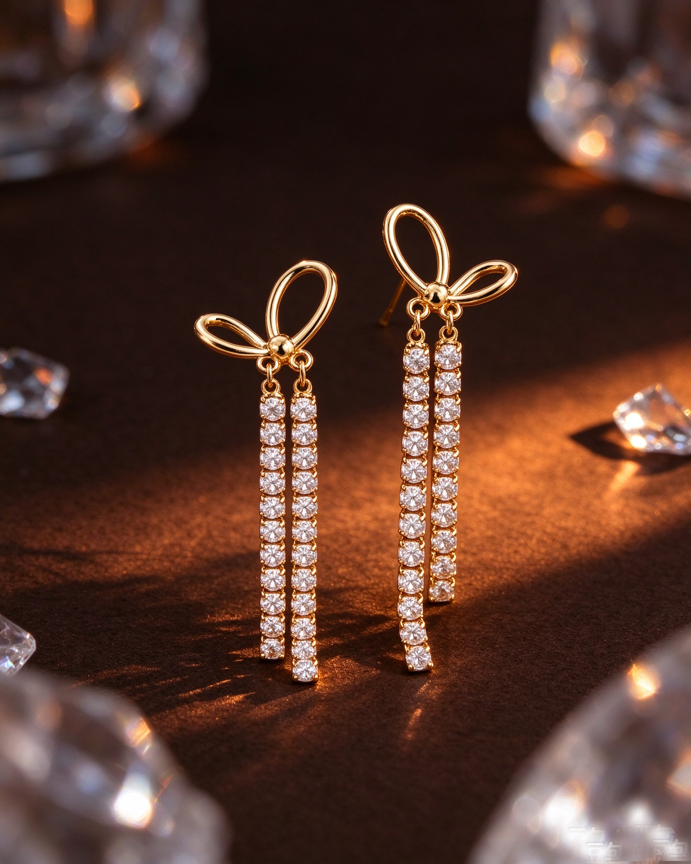 Bow Double Tassel Drop Earrings - 图片 2