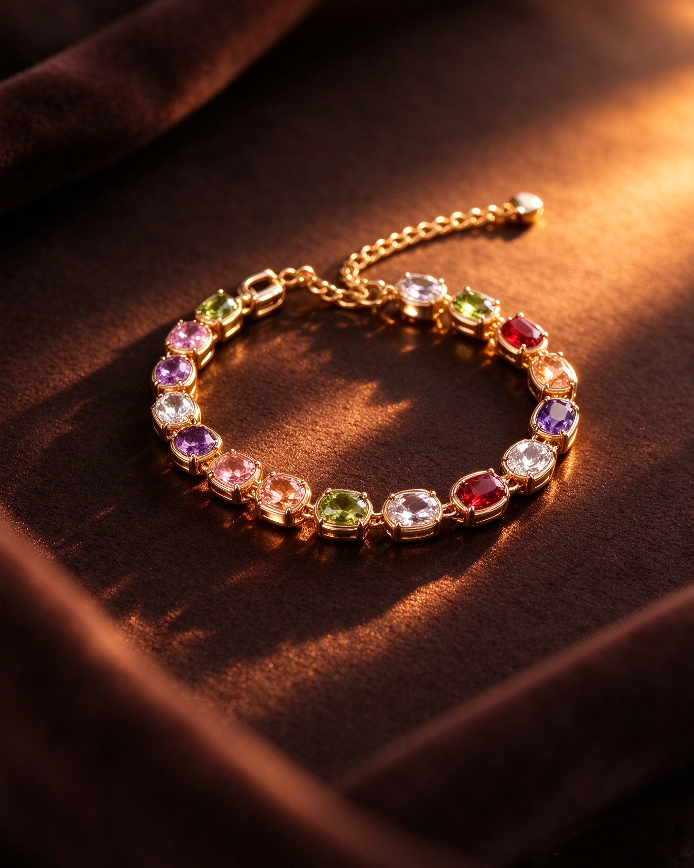 Colorful Gemstone Gold Bracelet - 图片 3