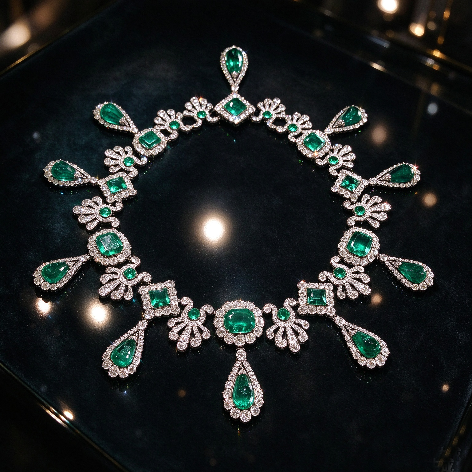 emerald-diamond-halo-bib-statement-necklace