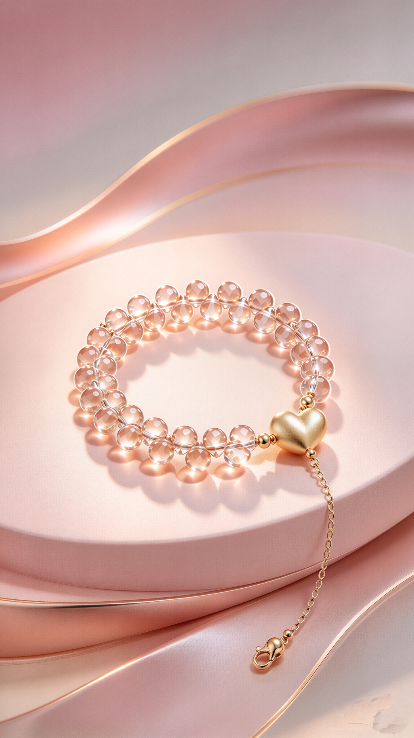 Heartbeat · Faceted Crystal Gold Heart Bracelet - view 3