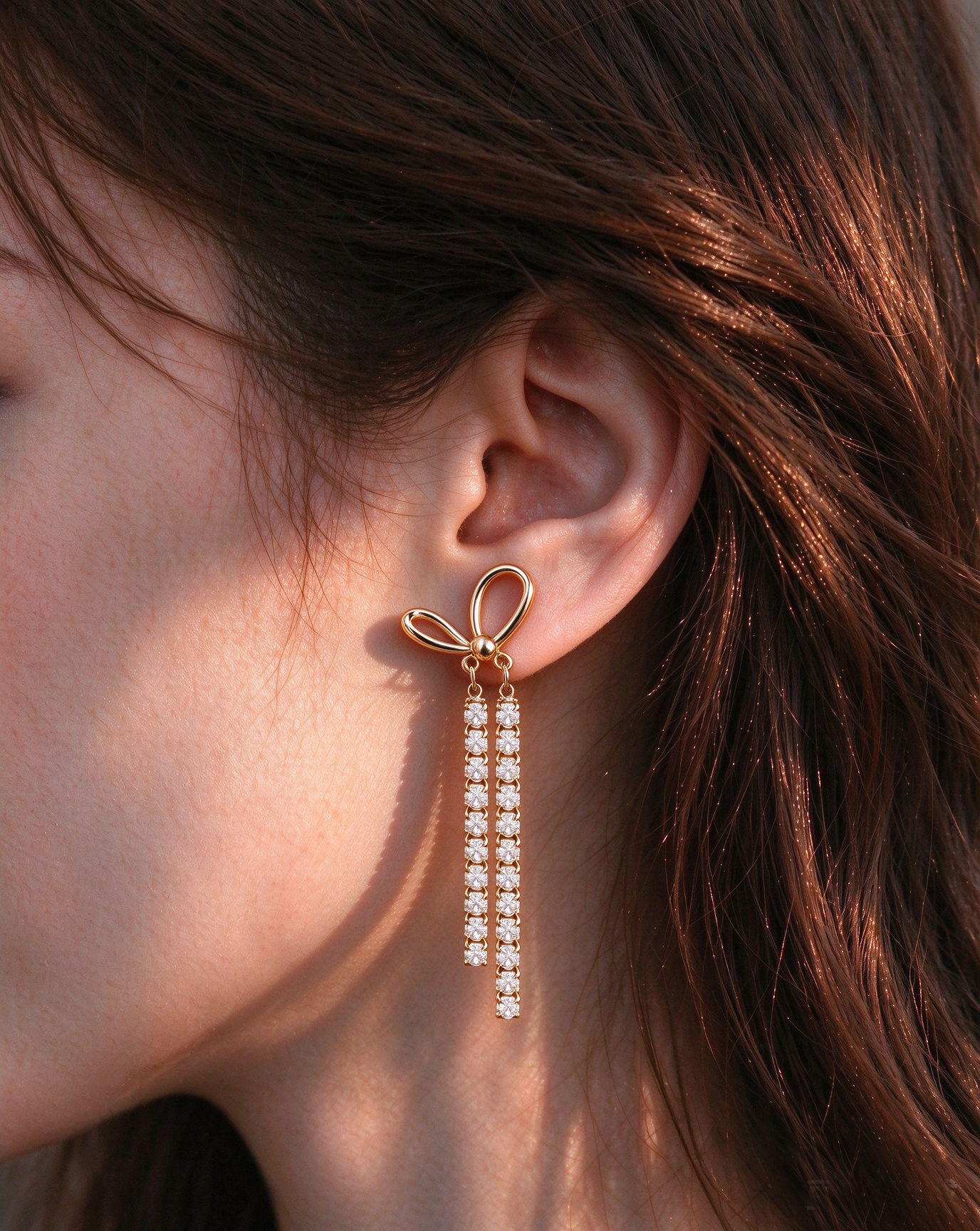 Bow Double Tassel Drop Earrings - 图片 4