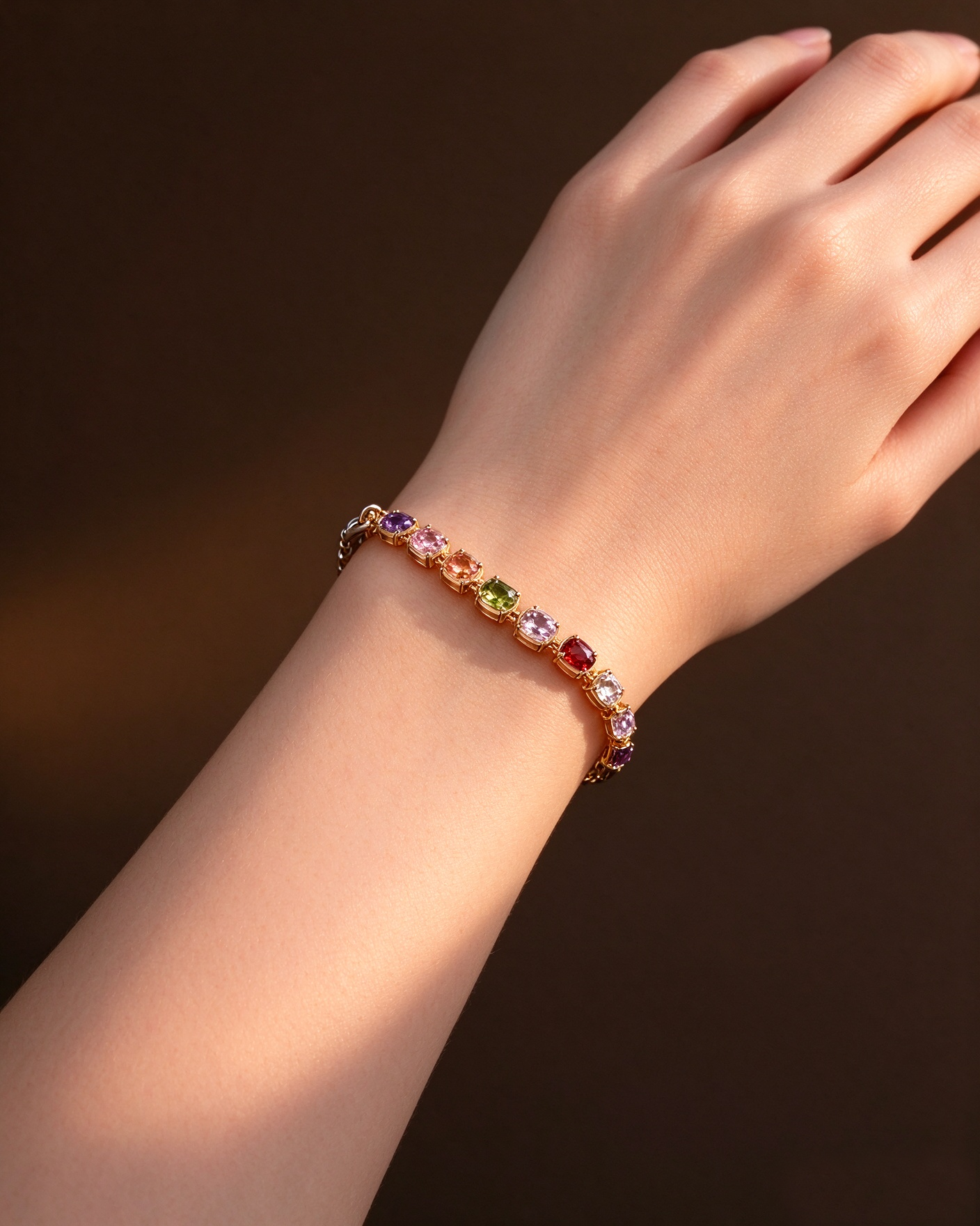 Colorful Gemstone Gold Bracelet - 图片 4