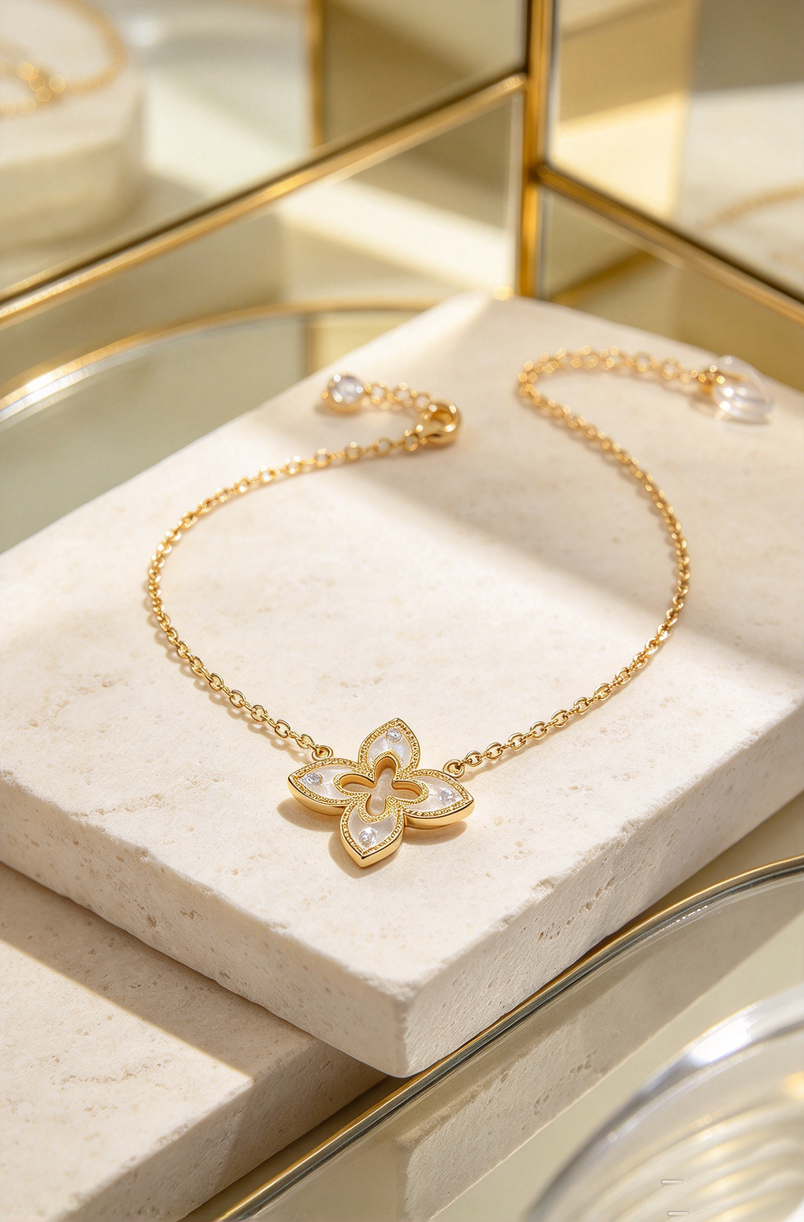 Pearlescent Clover · Mother-of-Pearl Four-Leaf Clover Bracelet - view 2