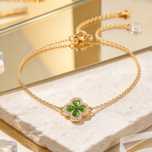 Clover Gleam · Gradient Enamel Four-Leaf Clover Pearl Bracelet - view 2
