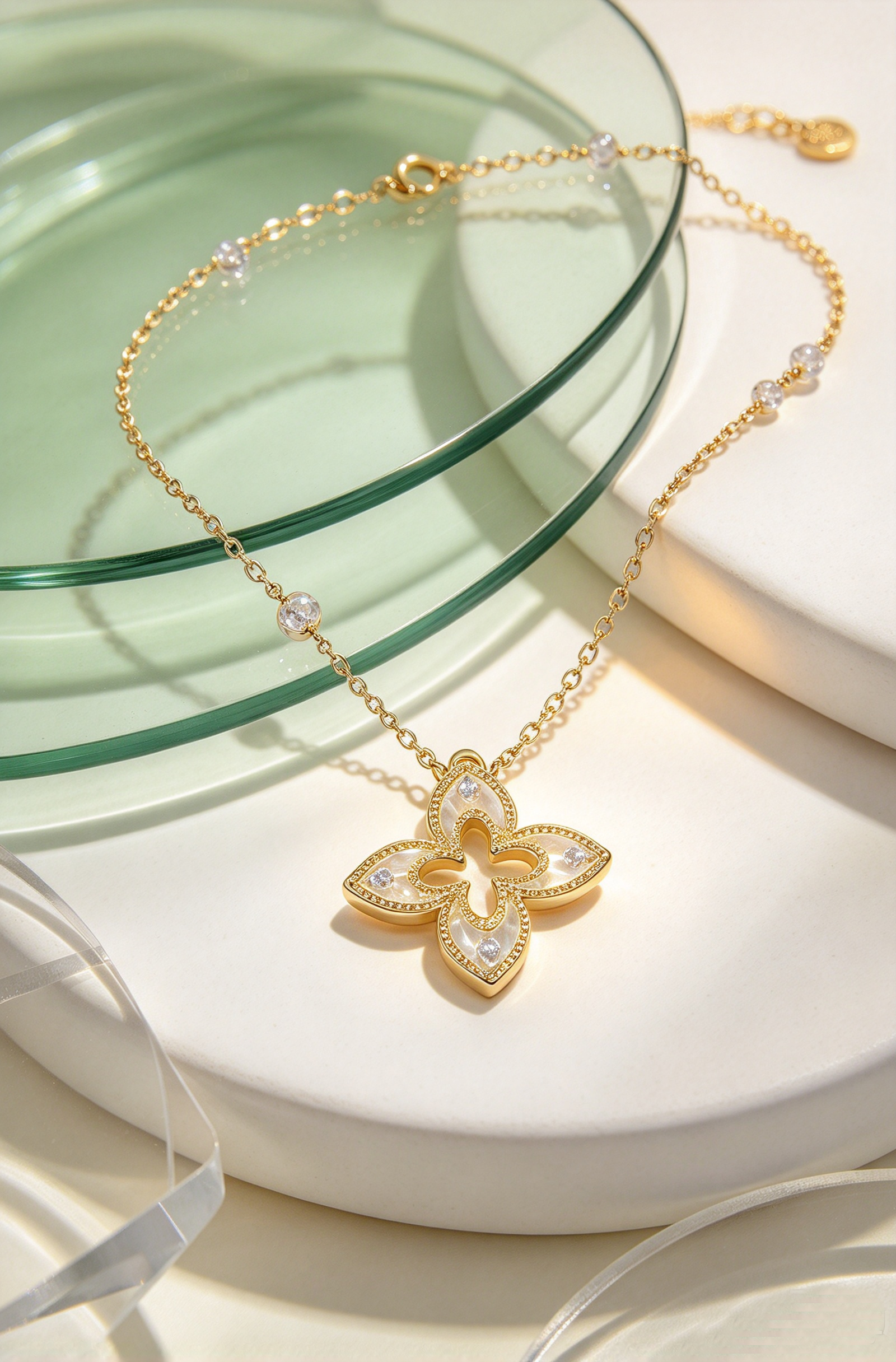 Pearlescent Clover · Mother-of-Pearl Four-Leaf Clover Bracelet