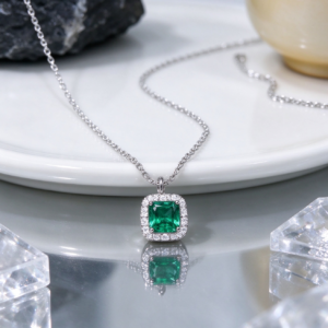 Emerald Cushion · Halo Cushion-Cut Emerald Pendant Necklace
